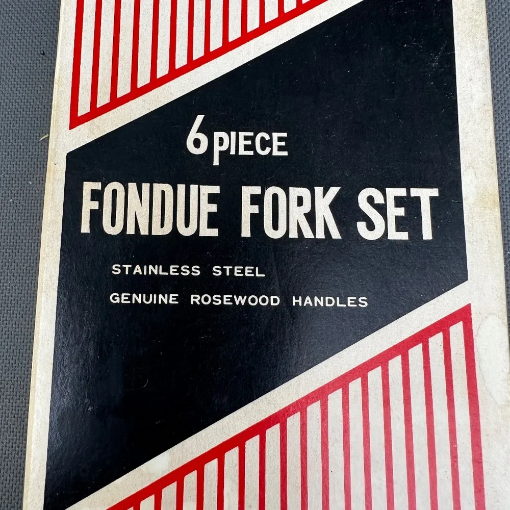 VTG Fondue Fork set of 6 Rosewood w/colored ends / Made in Japan MCM Mid Century